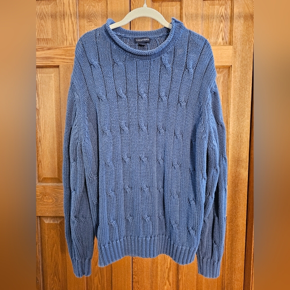 Land's End Cotton Drifter Roll-neck Cable-Knit Sweater (XL) - Picture 1 of 4